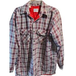 Vintage Five Brother Flannel Shirt Men Large 16 90s Heavyweight Cotton Polyester